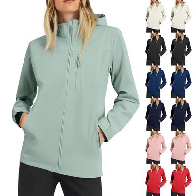 Veste de pluie à rayures solides pour femmes, imperméable à capuche et coupe-vent pour l'extérieur