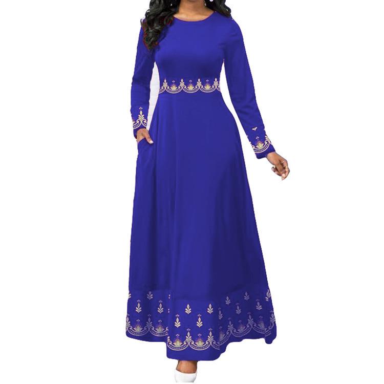 Retro Print High Waist Maxi Dress for Women