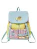 Cute Versatile Commuting Backpack: Large Capacity Color Block Student Bookbag & Casual Travel Drawstring Backpack