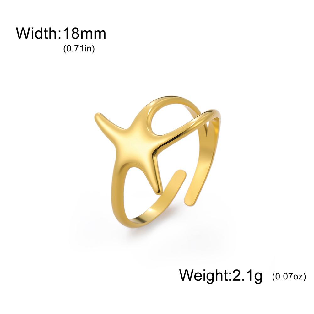 My Shape Starfish Rings Geometric Finger Ring for Women Girls Adjustable  Size Stainless Steel Ring Jewelry Summer Beach Gifts