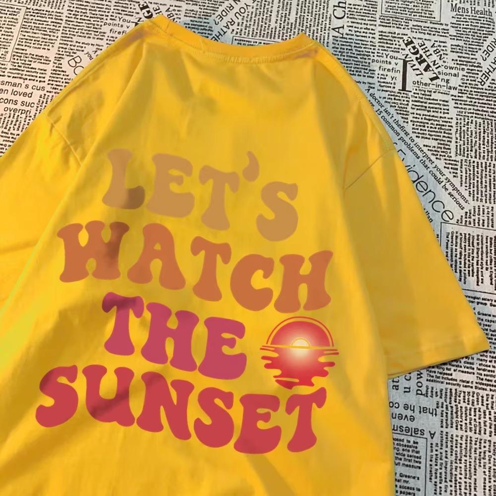 Let'S Watch The Sunset Printing Clothes Men Women Harajuku Summer Tshirt Cartoon Cotton T-Shirt Fashion Breathable Couple Tops