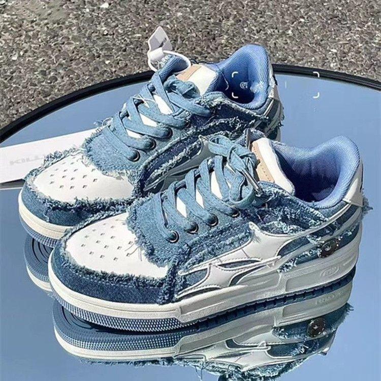White ins tide bread shoes women's 2025 spring with skirts breathable niche Guochao thick-soled casual little white shoes