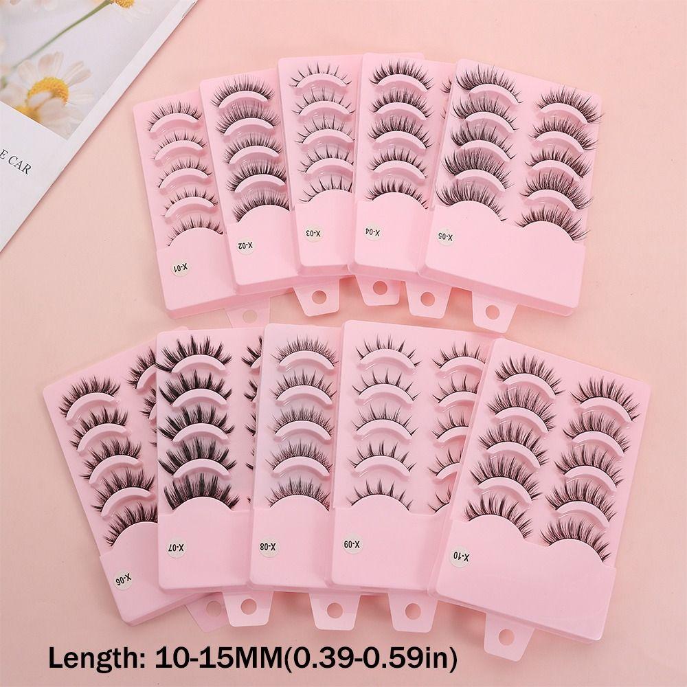 5 Pairs Flared Manga Lashes Wispy Faux Mink Lashes Hot Wet Eyelash Eye Makeup