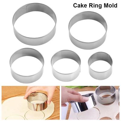 5Pcs/Set Durable Stainless Steel Cake Ring Mold Round Circle DIY Cake Gum Paste Mould 4/5/6/7/8cm Cookie Mousse Cuttur