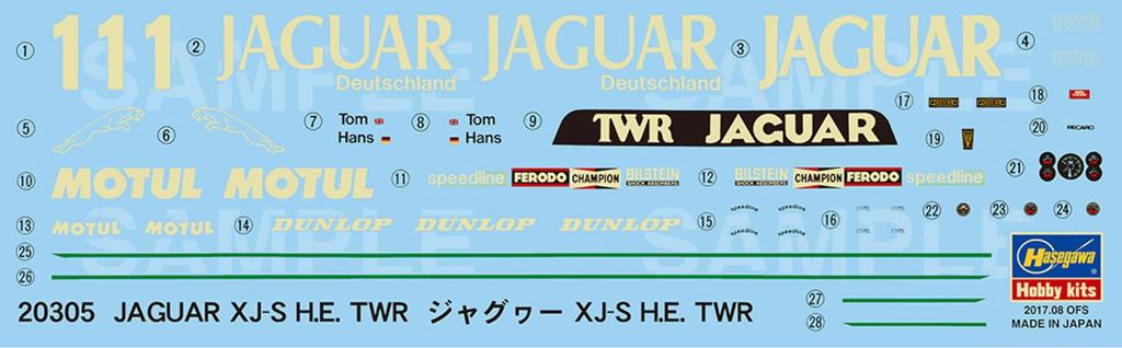 Hasegawa Jaguar TWR Plastikmodell 20305 1/24 XJ-S H.E.