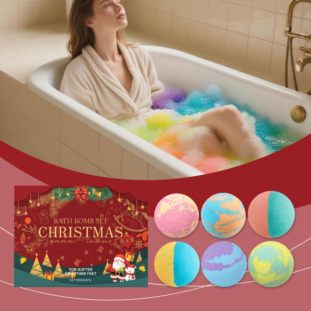 Christmas Bath Bomb, 6 Packs Of Organic Bath Bomb Gift Set, Adding Fun To Bathing For Delicate Skin