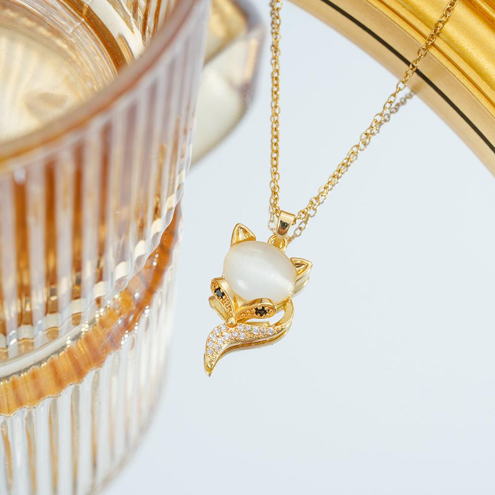 Katzenaugen Fuchs Halskette Schlüsselbeinkette Modischer vielseitiger Schmuck