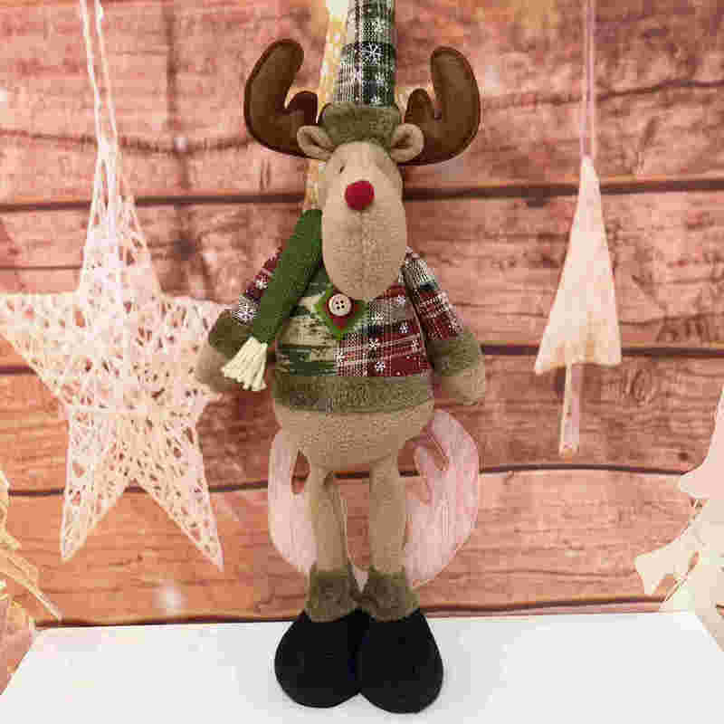 Santa Claus Standing Snowman Reindeer Plush Doll Atmospheric Decor Gift Figurine