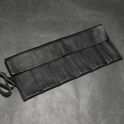 6 Slots Watch Storage Bag Solid Color Soft Lining Roll Up Watch Bag Scratch Resistant Black Leather Watch Storage Box Travel
