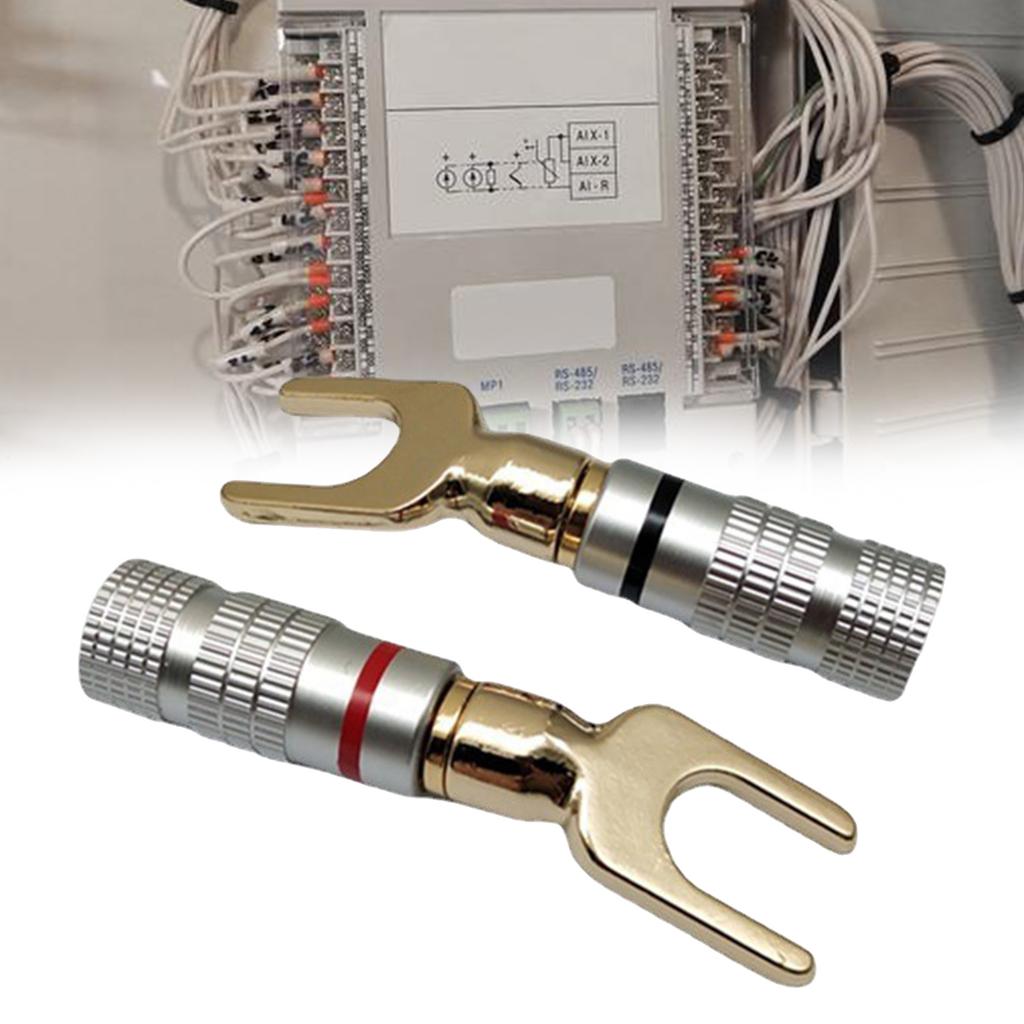 Upgrades Gold Plated U Type Banana Plug Y Speaker Fork Audiophile Plugs for Home Theater & Professional Audio System