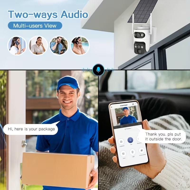 Dual-Lens Wireless Solar 360° Panoramic Camera with Low Power Consumption