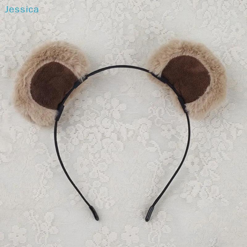 Plush Brown Bear Ears Headband Cute Furry Animal Cosplay Hair Hoop for Kids AdultCostume Party Photo Props Birthday Gift