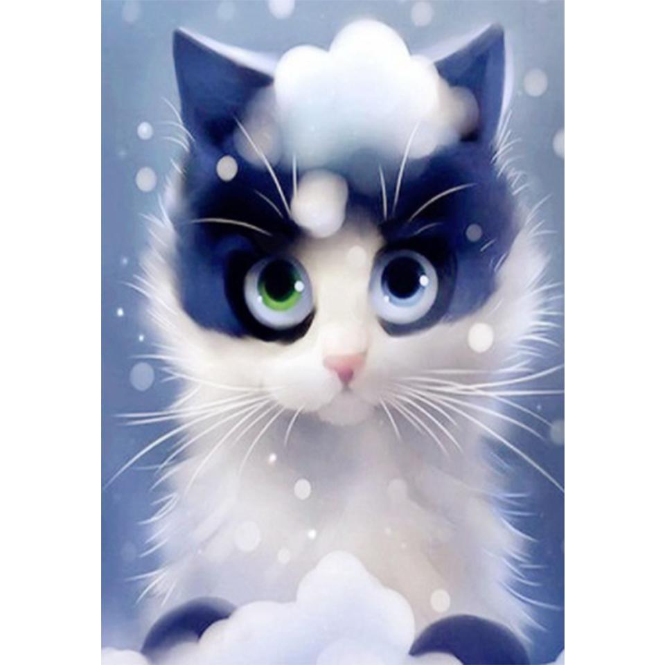

5D DIY алмазная живопись животное кошка горный хрусталь набор для вышивки крестом полная алмазная вышивка подарок мозаика украшение дома художественная картина Full Round 20x30CM