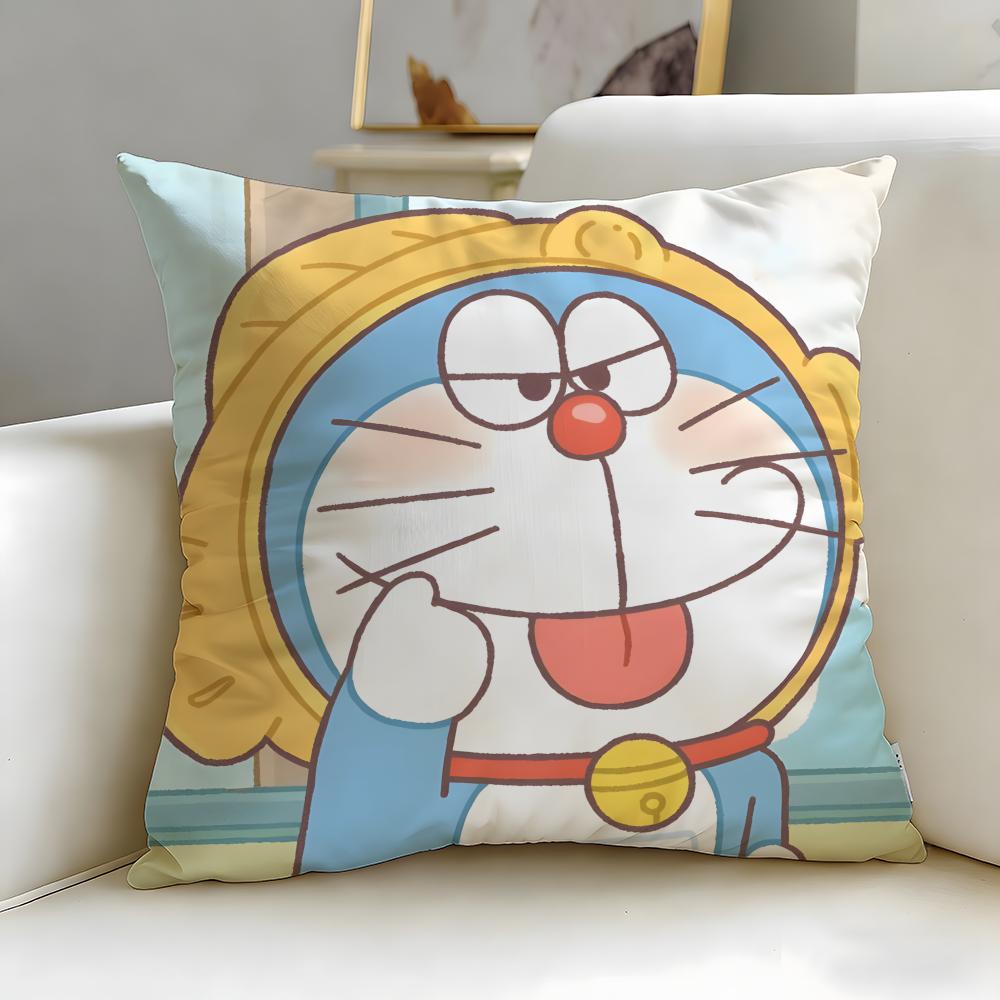 classic anime Doraemon Cushion Cover Soft  EasyWash Pillow Case  Versatile for Couch Bed Travel and Office