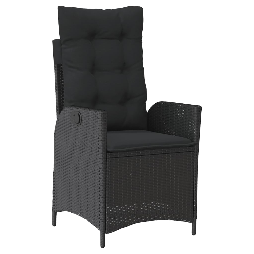 Vidaxl 7-Cz. Garden Furniture Set With Cushions, Black, Poly Rattan