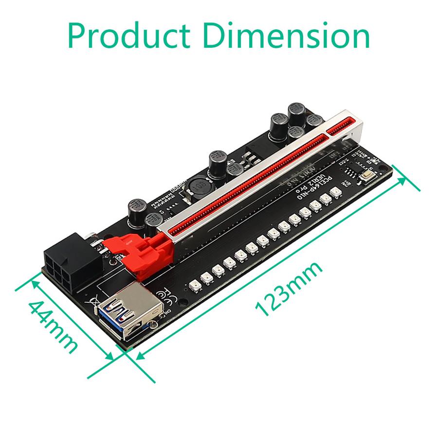 Upgrade Riser 012 PRO LED Light PCIE Riser for Video Card Graphics Expansion Card Adapter PCI-E 16X Riser For Mining