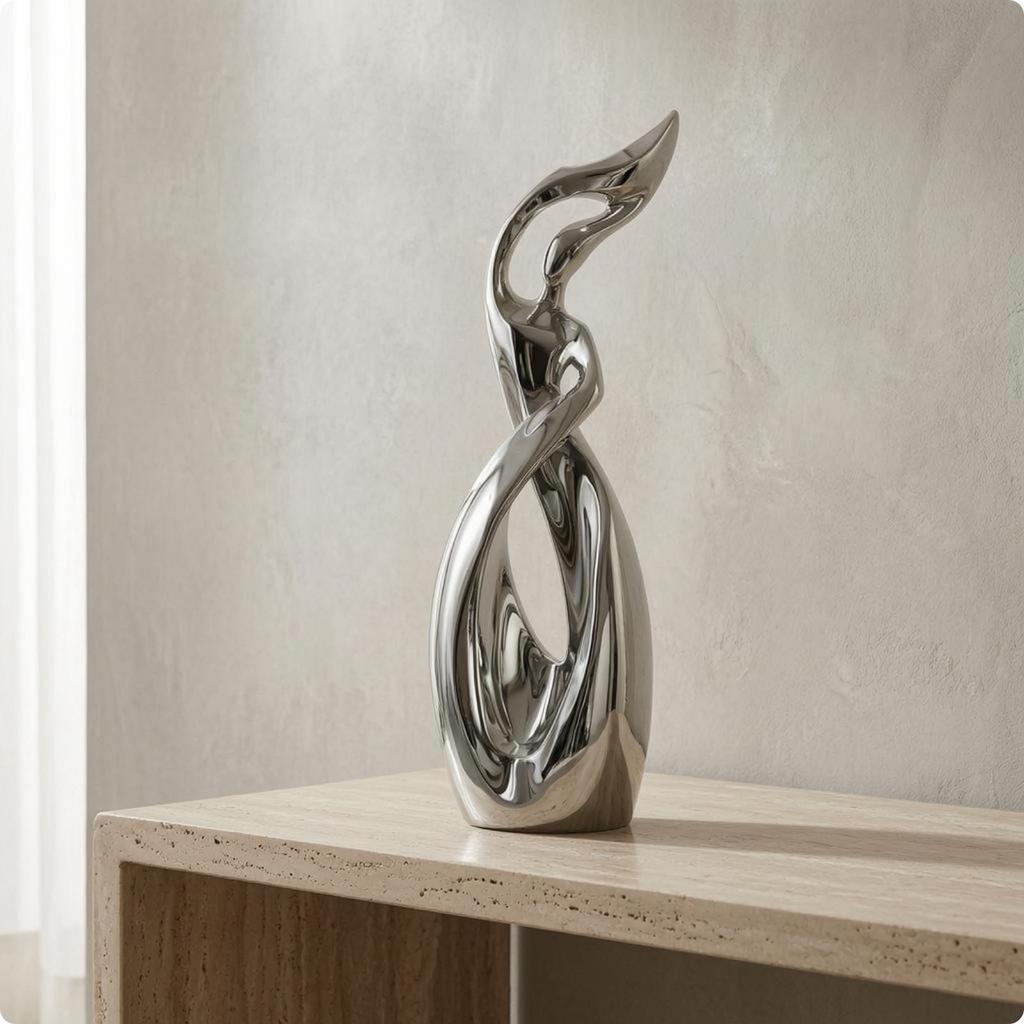 Abstract Human Figure Sculpture Looped Cutout Modern Resin Tall