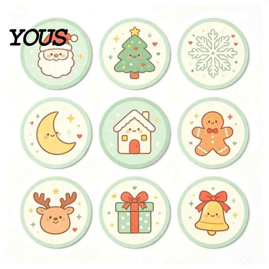 Decorative Table Protectors 9Pcs Christmas Wooden Coasters Set, Heat Resistant Cup Mats, Waterproof Round Wood Protection Mats for Home Office