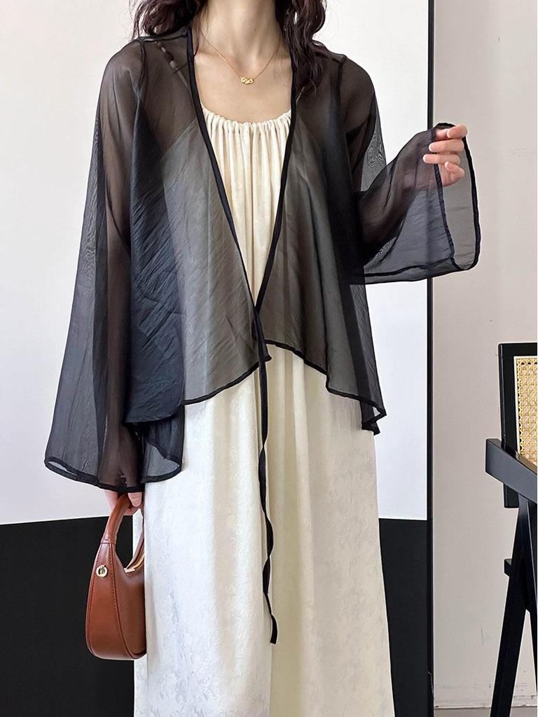 Ju Zhi 2024 Spring/Summer Women's Chinese Style Long Sleeve Sun Protection Cardigan.