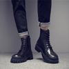 Leather Martin Boots Men's High-top British Style Mid-top Trendy Shoes Tooling Spring and Autumn Locomotive Soft Leather Spring and Autumn Velvet Men