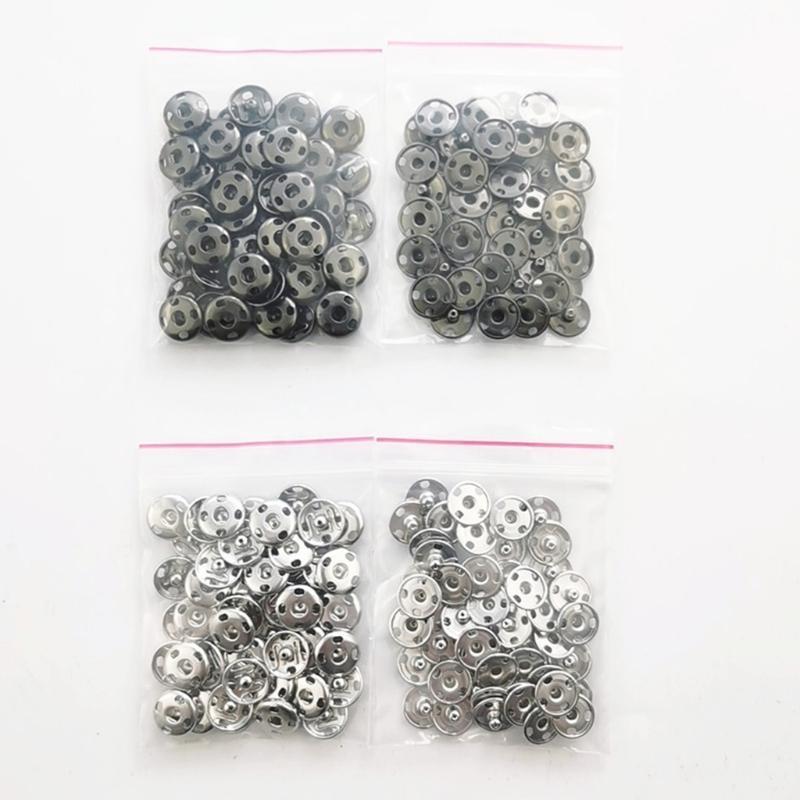 24TE 200 Sets Sew-on Snap Buttons Metal Snap Fastener Buttons Press Button for Sewing