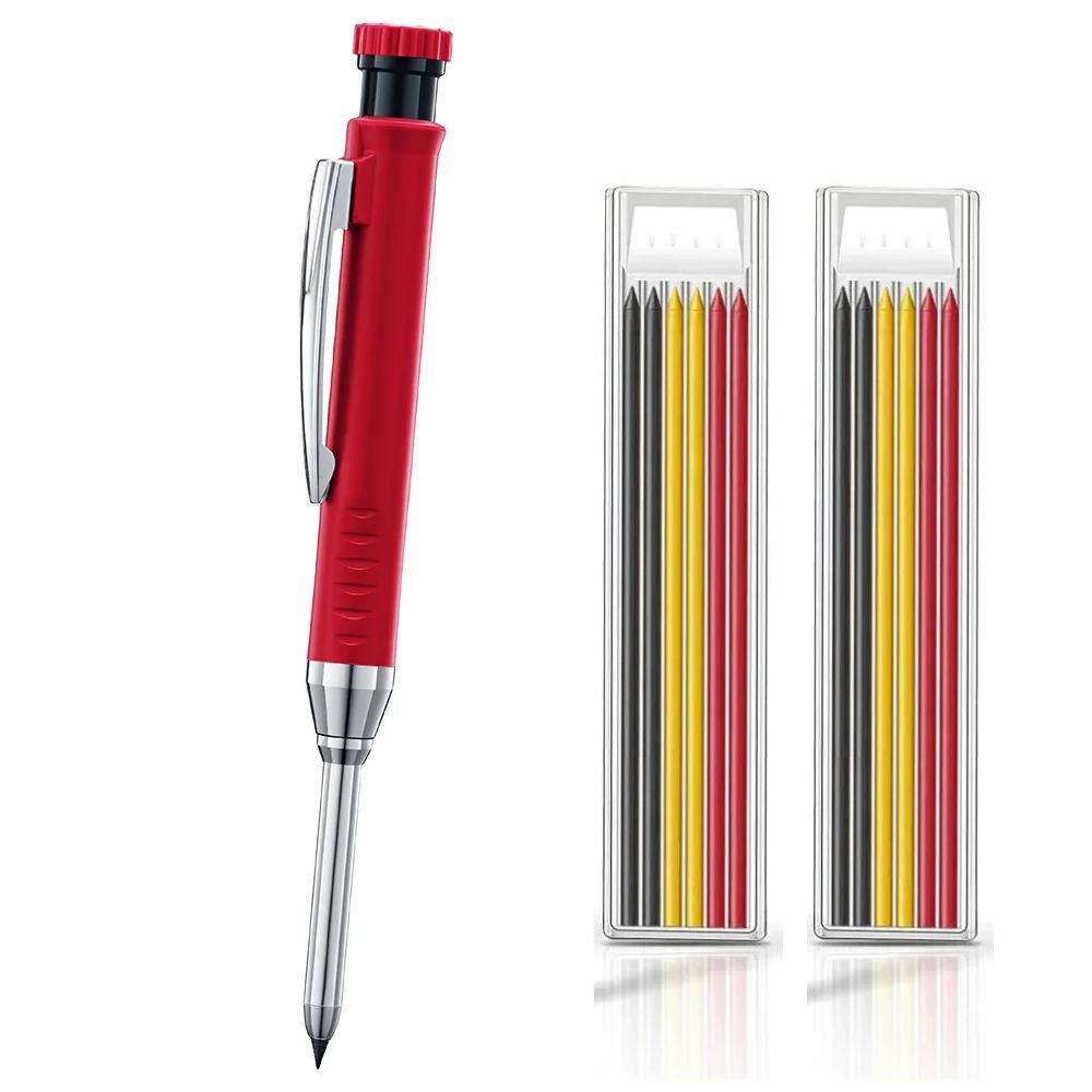 2.8mm Solid Carpenter Pencil Mechanical Pencil with Built-in Sharpener Carpentry Long Head Carpenter Pencil Stationery Supply