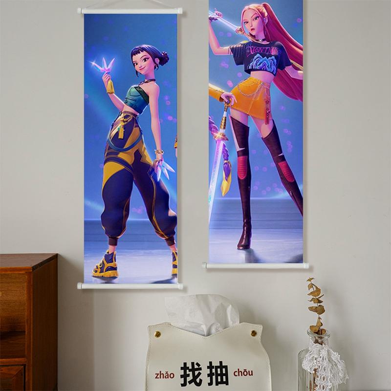 75x25cm Kpop Lovci na démonov Závesná látka Potlačený plagát Rumi Mira Zoey Zvitok Maľba Obrázok Domáca dekorácia