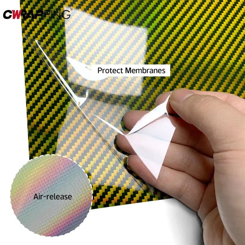 Glossy Laser Carbon Fiber Vinyl Warp Car Exterior Stickers Motorcycle Body Modification Gold Stickers for Motorcycle Accessories