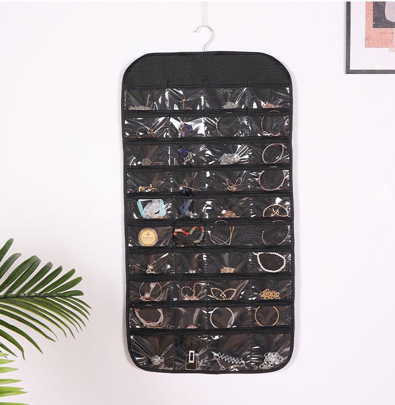 Wall-Mounted Transparent Hanging Jewelry Organizer with Large Capacity, Double-Sided Dustproof Storage Bag