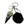 Miniature Crow Skull Keyring Feathered Ball Charm Compact Gothic Jewelry Resin Made Keychain For Men Women Teens