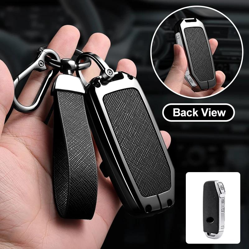 Zinc Alloy Leather Car Key Case Cover Shell Accessory For KIA Sportage R GT Stinger Sorento Ceed Cerato Forte Niro Soul Tellurid