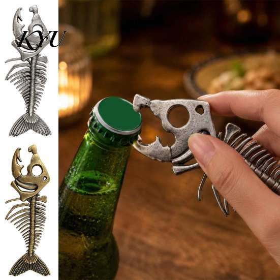 Stevig Legerings Biergereedschap Vintage Visgraat Flesopener, Heavy Duty Dop Creatieve Bar Accessoires Verwijderaar, Professioneel Keukengadget voor Thuis