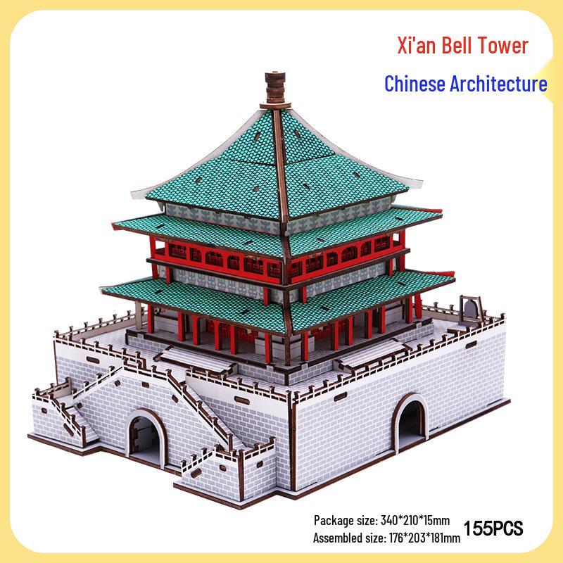 DIY Wooden 3D Puzzle: Chinese Architectural Model Educational Toy & Souvenir
