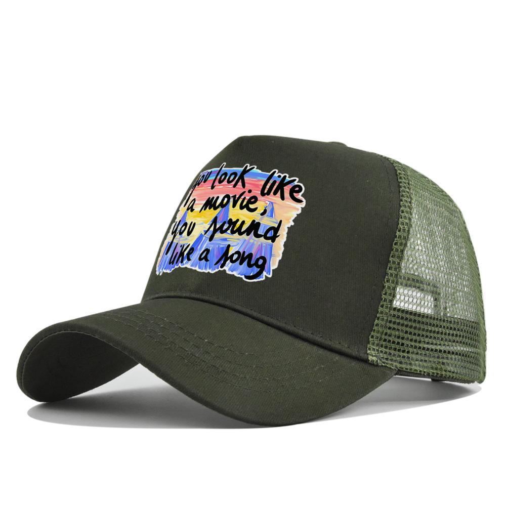 Summertime Printed Cap Letter Mesh Breathable Hat Women Men Baseball Cap Sunshade Outdoor Sports Cycling Travel Sun Hat Dad Hat