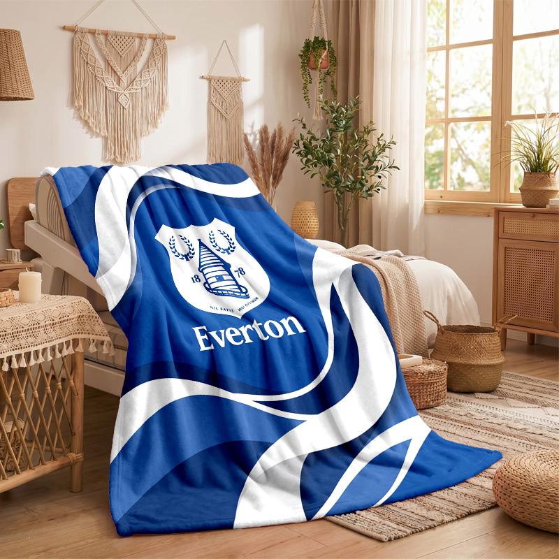 Everton Football Print Flannel Blanket Soft Warm Sofa Bed Throw Blanket For Home Office Bedroom