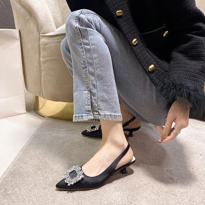 Fashion Women Slip-on High Heels Shoes Sexy Pointed Toe Office Shoes Thin Heels Soft Women's Pumps Bow-knot Green High Quality Shoes