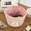 Cute Love Heart Storage Box Quilting Cotton Bow Desktop Storage Basket Large-Capacity Round Storage Frame Home Decoration