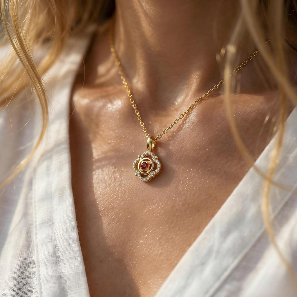 Stainless Steel Lucky Pendant Necklace, Dainty Party Jewelry Gift for Women