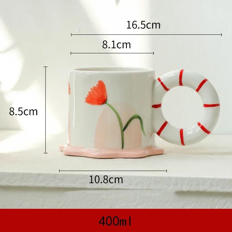 Creative Hand Painted Ceramic Mugs Household Breakfast Exquisite Oat Milk Cup High End Office Water Cups Birthday Gifts