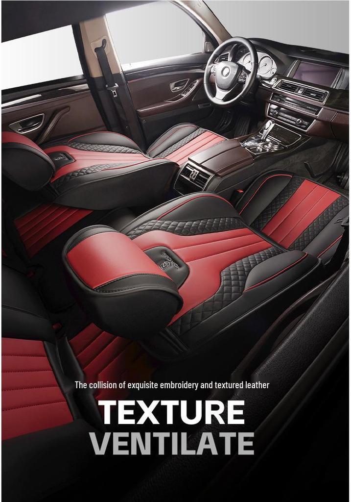 2024 Universal Full Surround Leather Car Seat Cushion Mat - All-Season Fit for Small Cars
