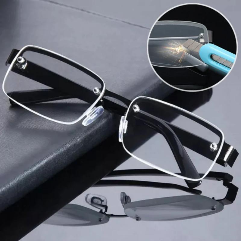 Crystal Glass Reading Glasses HD Presbyopic Glasses Fashion 0 To +4.0 Frameless Brown Glasses Eye Eyewear for Men