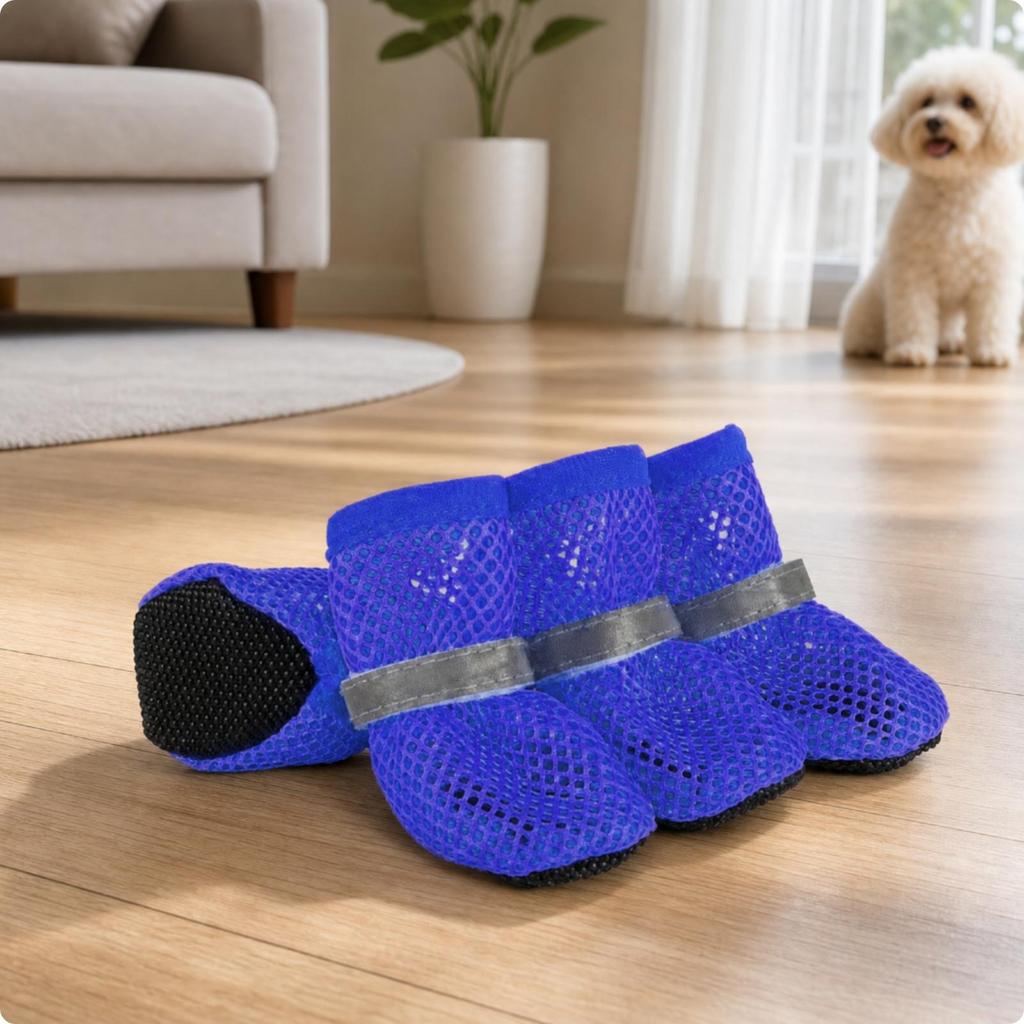 4 Pieces Paw Shoe Wear-Resistant Breathable Mesh Bootie for Dogs