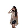 Foreign Style Polka Dot Contrasting Color Bow Neck Dress Women's Spring New Small Loose and Thin Short Skirt