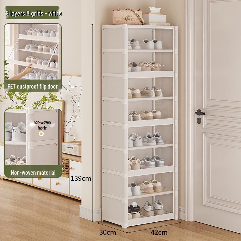 Sturdy Multi-layer Shoe Rack with Dustproof Transparent Shelves, Ideal for Home or Dorm.