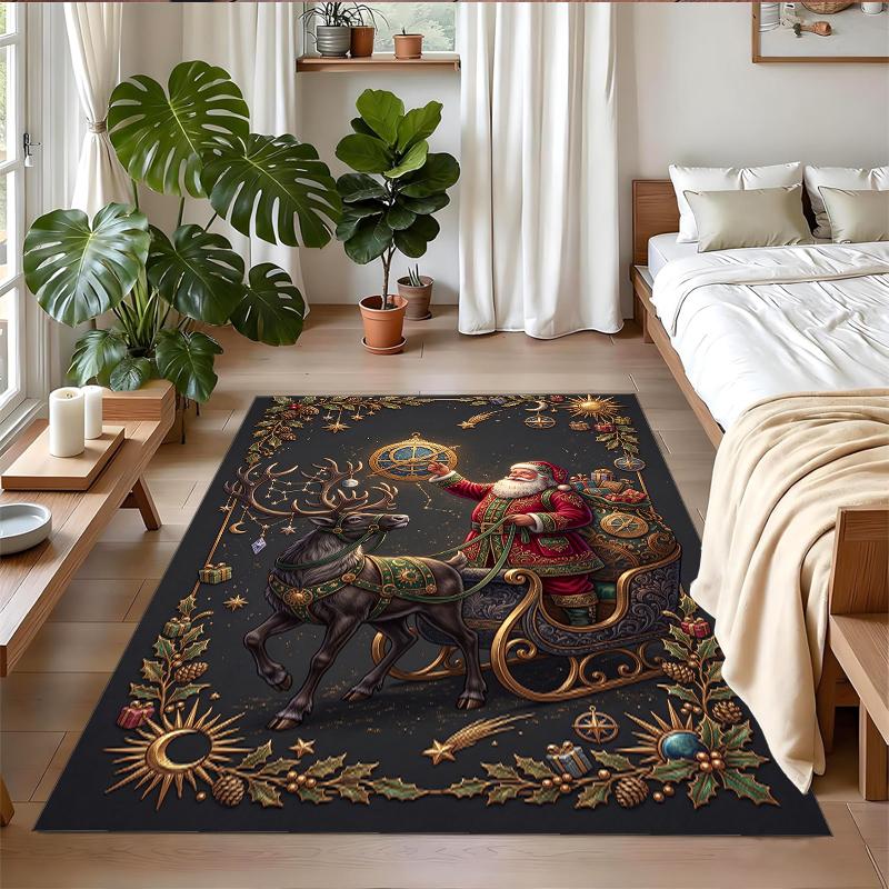 Christmas Printed Square Area Rug Soft Non Slip Floor Carpet For Bedroom Holiday Gift