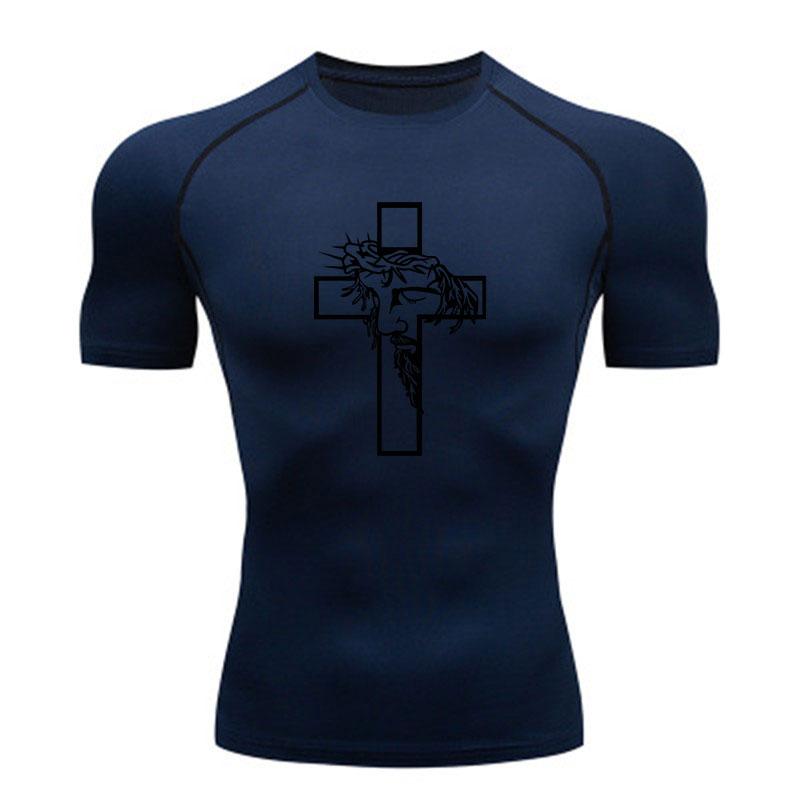 Men's Compression Athletic Workout T-Shirt, Jesus Christ Cro