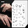 10pcs Finger Temporary Tattoo Sticker Black Butterfly Flower Body Arts Waterproof Magic Mini Pattern Semi Permanent Stickers