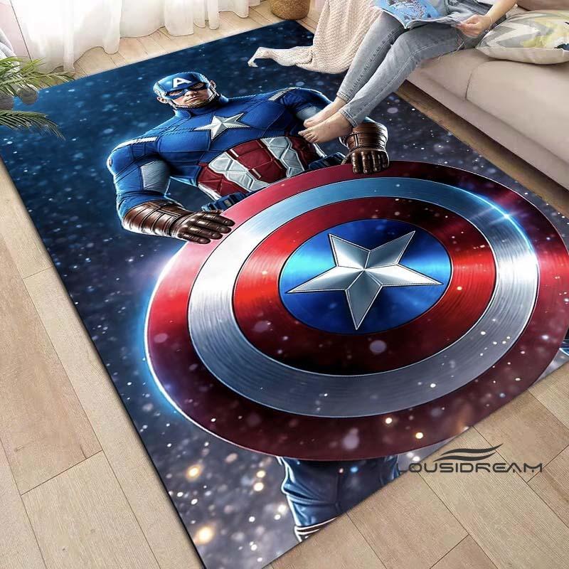 Captain America Cartoon-Themed Rug — Living Room Home Décor, Bedroom, Sofa & Doormat Accent, Children's Rug, Non-Slip Mat