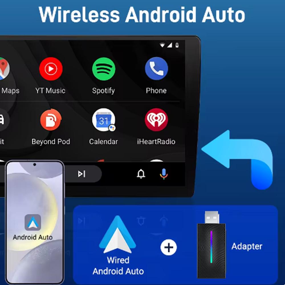 Wireless Carplay&Android Auto AI Box Wired To Wireless Carpay Colorful atmosphere lights For Car Radio with Wired Carplay Box