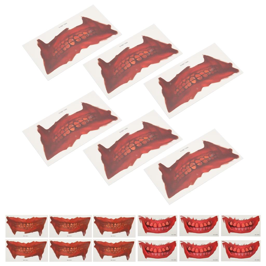Halloween Mund Tattoo Aufkleber Horror Streich Make-up Temporäres Tattoo Papier DIY Dekoration für Christ